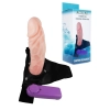 Sztuczny penis na szelkach strap-on wibrujący 16cm